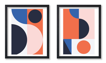 2-Piece Bauhaus Geometric Poster - Retro Minimalist Print - Gift for Artist, Friend - Circular, Architecture, Modern