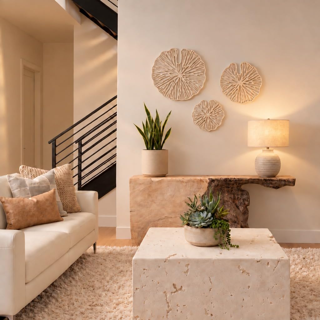 Handmade White Coral Shaped Paper & Metal Wall Decor (Set of 3 Sizes)