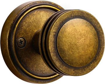1 Pack Antique Brass Bronze Door Knobs Passage Door Knob Interior Door Handle for Hall and Closet Zinc Alloy