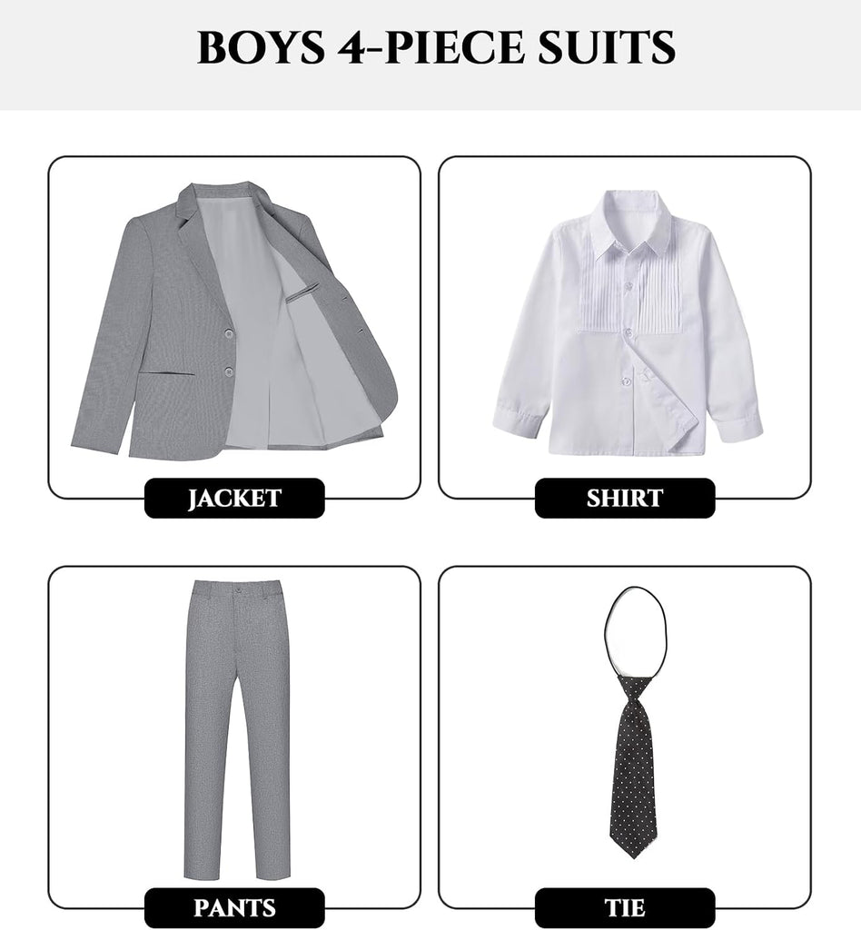 Boys Formal Suit Set Piece Slim Fit Tuxedo School Uniform Dress