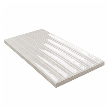 Ivory Glow Glossy Ribbed Ceramic Wall Tile (26 Pieces)