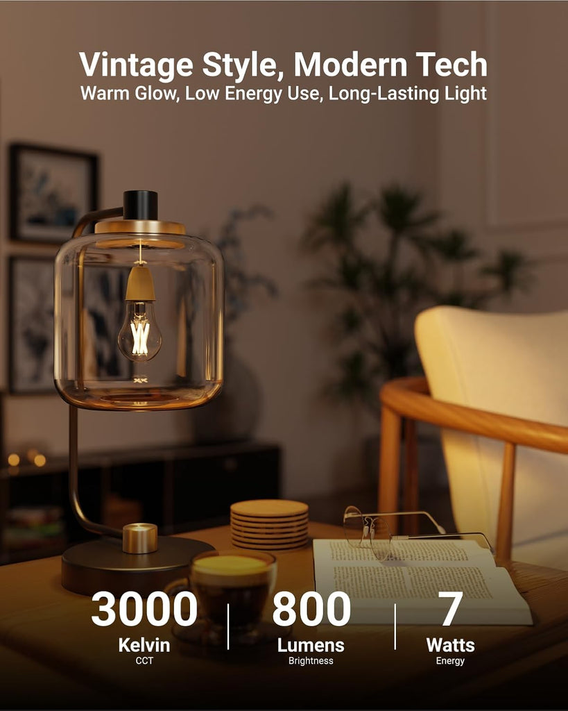 12 Pack A15 3000K Light Bulbs LED, Edison Style Bulb, Dimmable Vintage Filament Lighting, 800 LM, 7W (60W Equivalent)