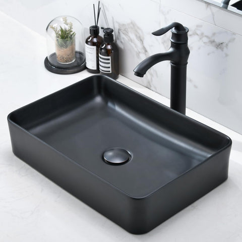 20 Inch Matte Black Vessel Sink Rectangular