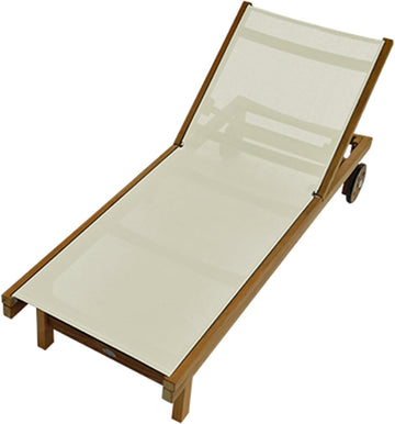 Teak Lounging Sundaze Sling Chair, White