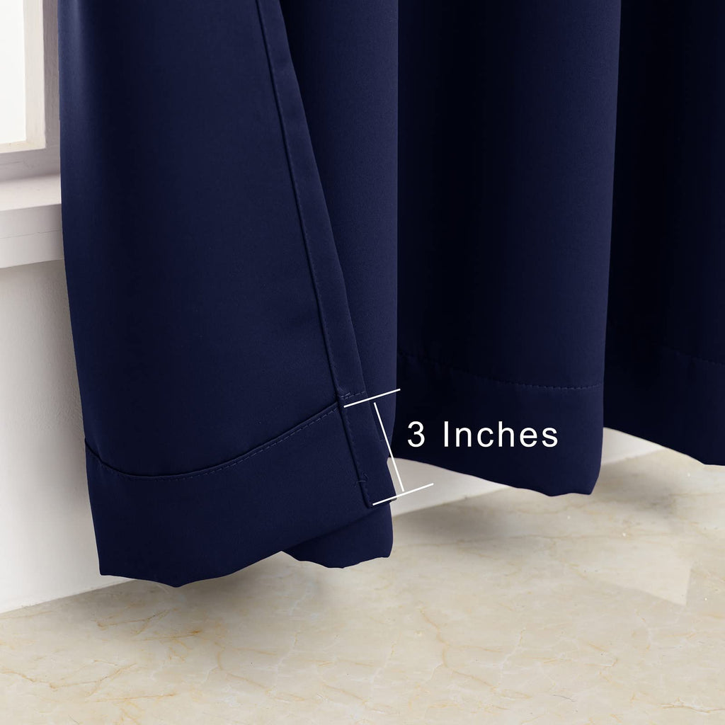 Navy Blackout Curtain, Light Blocking Drapes with Grommet, Thermal Insulated, Noise Reduction, 52 Inches Wide x 108