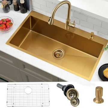 33 x 22 Drop Sink Top Mount Sink Gold Stainless Steel