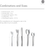 30-Piece Flatware Set For 6, Modern Sleek Design Silverware Set, 18 10 Stainless Steel Utensils