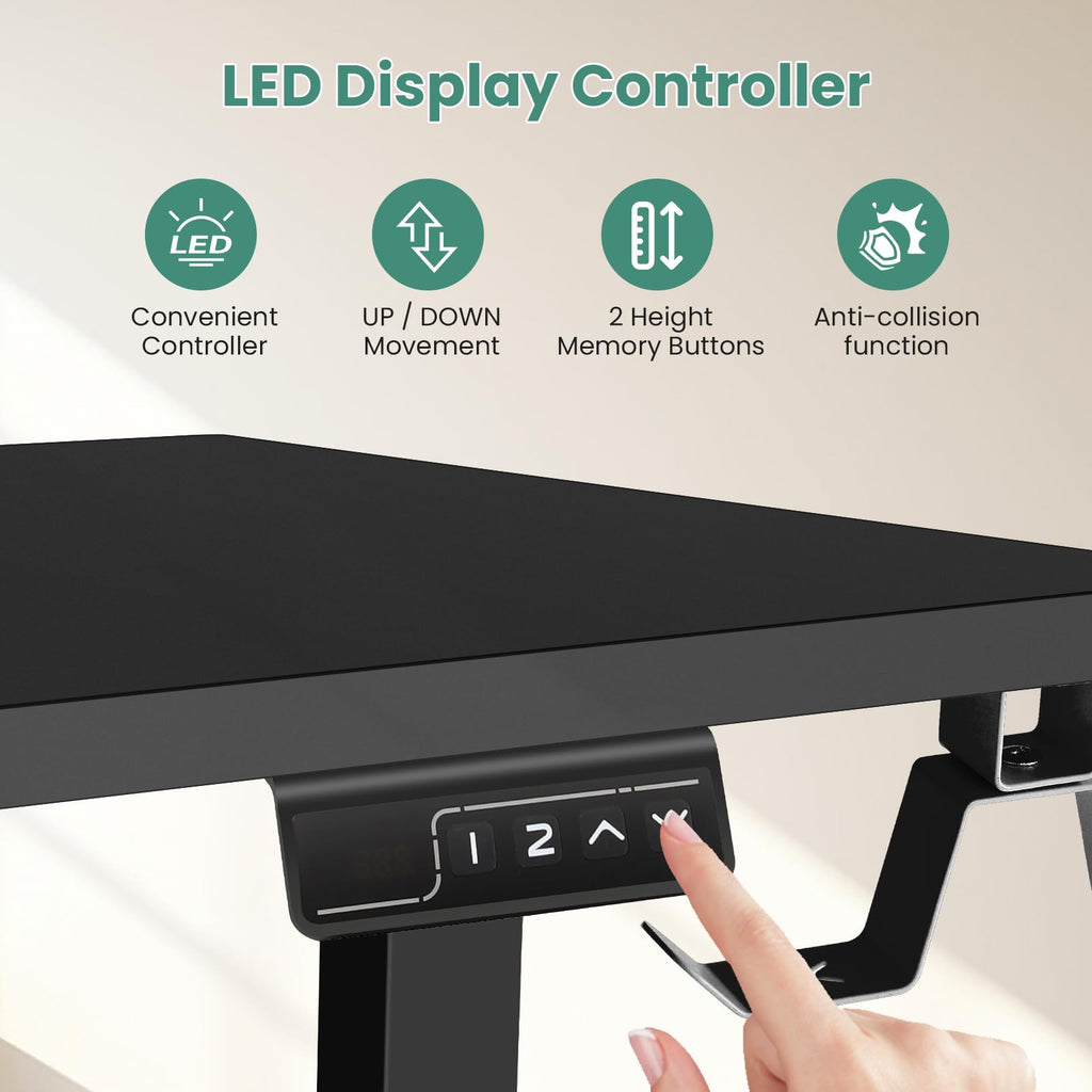 63 Inch L Shaped Electric Standing Desk Height Adjustable, Black