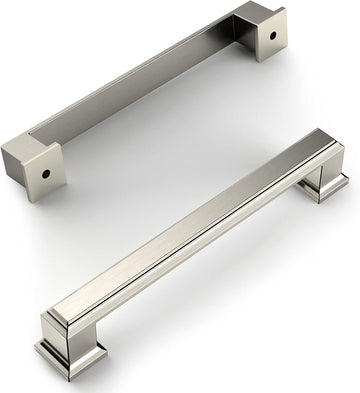 10 Pack Brushed Satin Nickel 5 Inch(128mm) Hole Centers Kitchen Cabinet Pulls Cabient Hardware Kitchen Handles for