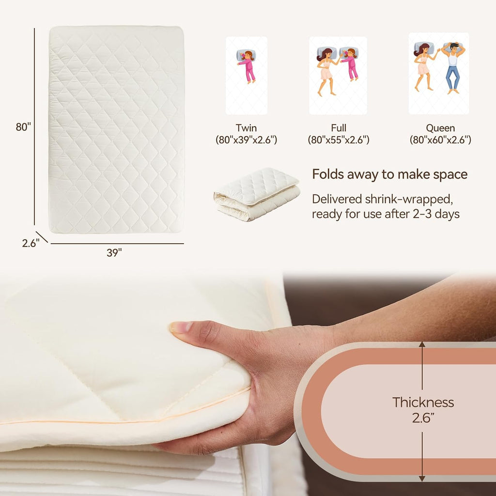 Japanese Floor Mattress with Washable Cover, Folding Futon Mattresss, Tatami Mat Sleeping Pad with Thicken Memory