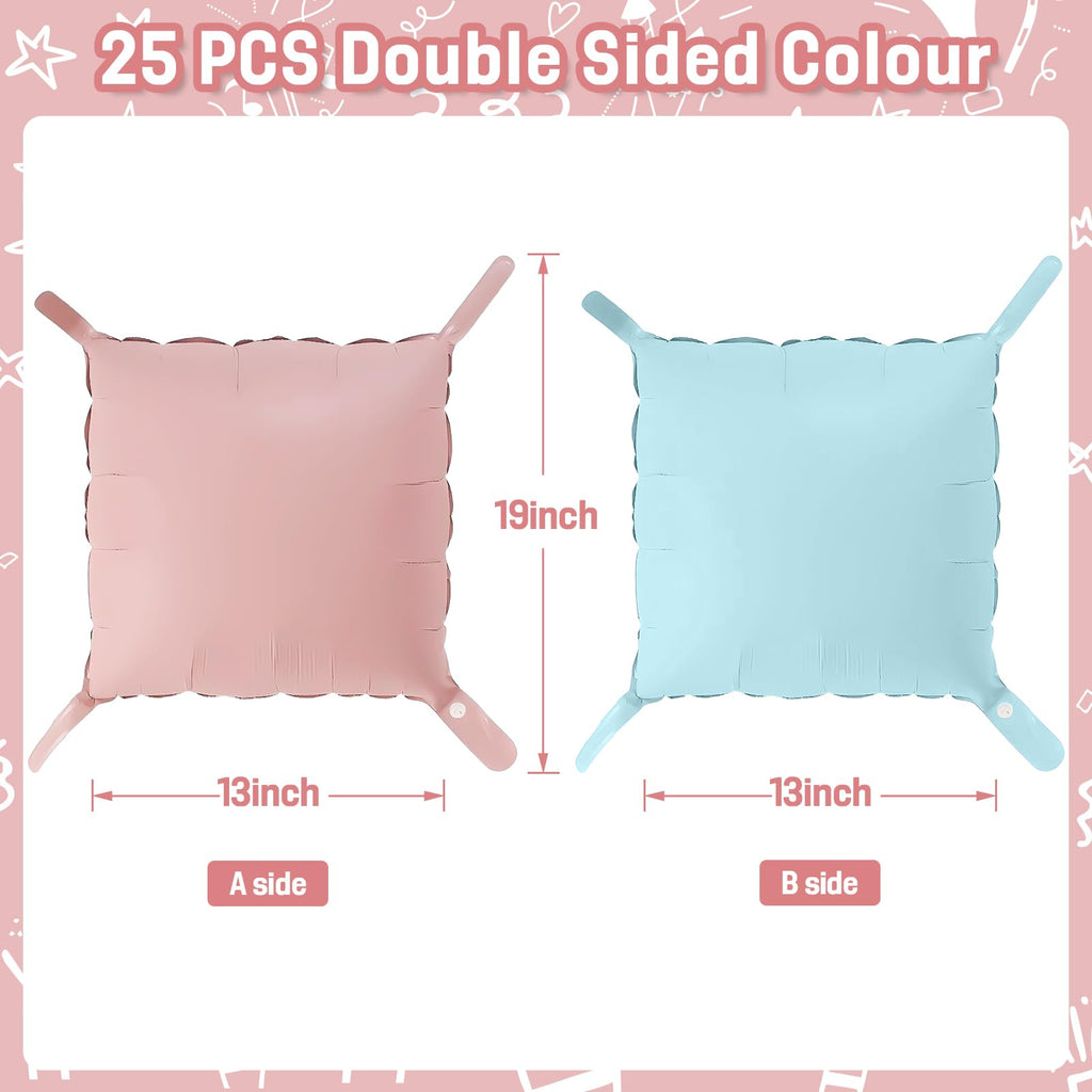 Pink Blue Square Foil Balloons, Balloon Wall Backdrop Arch for Party