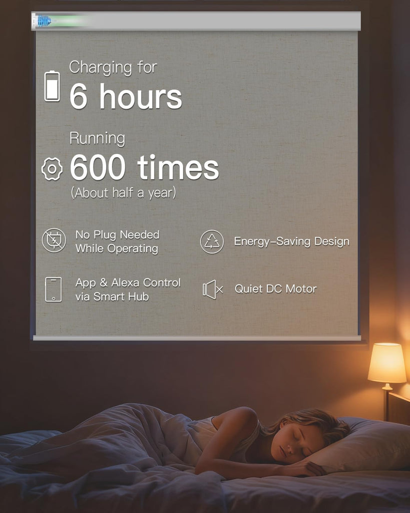 Motorized Roller Shade with Remote Control, Blackout Electric Shade for Windows Compatible with Alexa Google via Hub