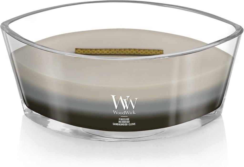 Warm Woods Trilogy Holiday Candle Gifts for Women and Men, 16 oz Ellipse Trilogy Candle with Crackling Wick