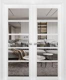 Quadro 4522 | Double Swing Interior French Doors with Glass, MDF, Hardware Included, 72x80, White, M