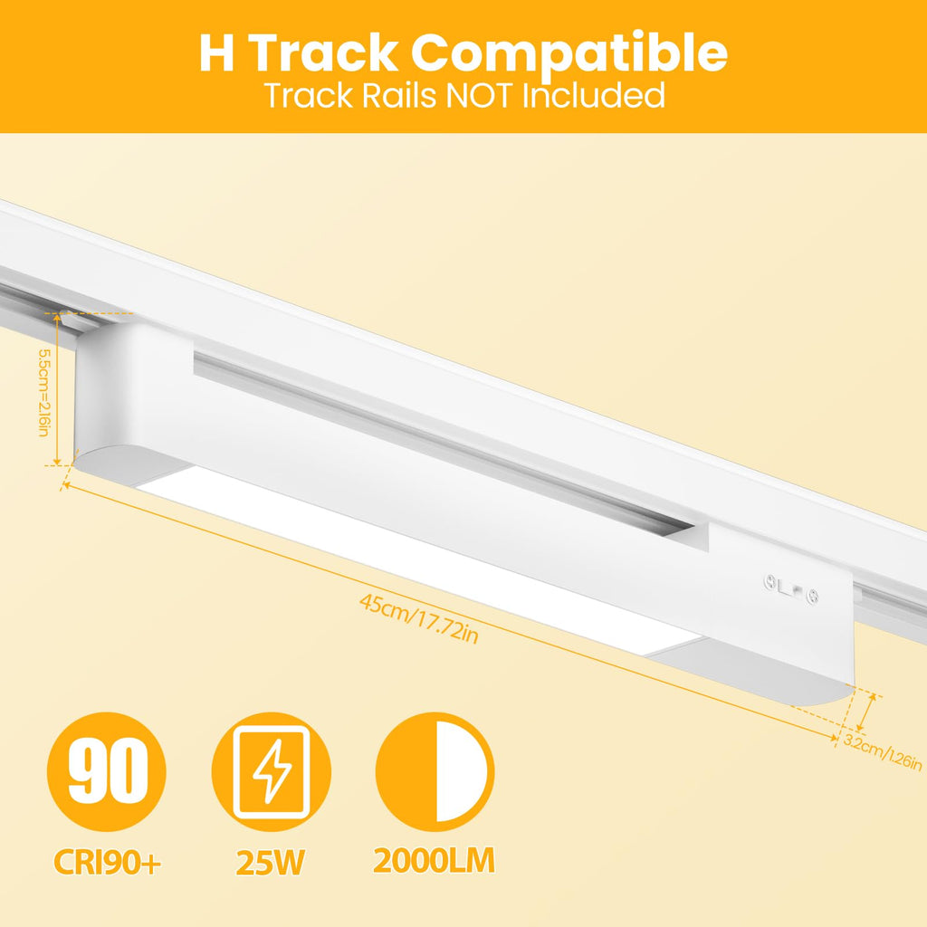 5 Color Linear H Track Lighting Heads Dimmable, White 25W 1 Pack