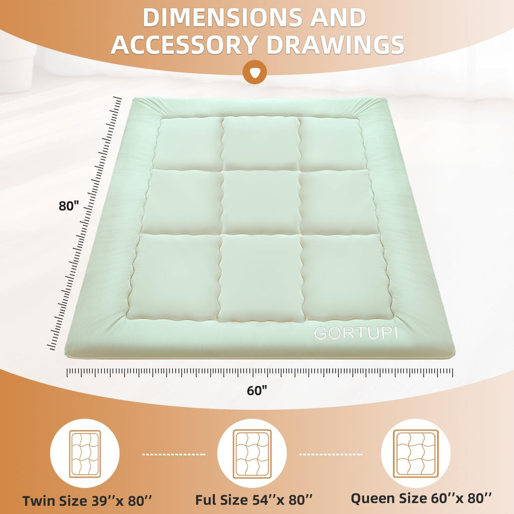 Japanese Floor Futon Queen Foldable Futon Mattress for Floor Tatami Mattress Portable Rollaway Bed for Guest Playmat