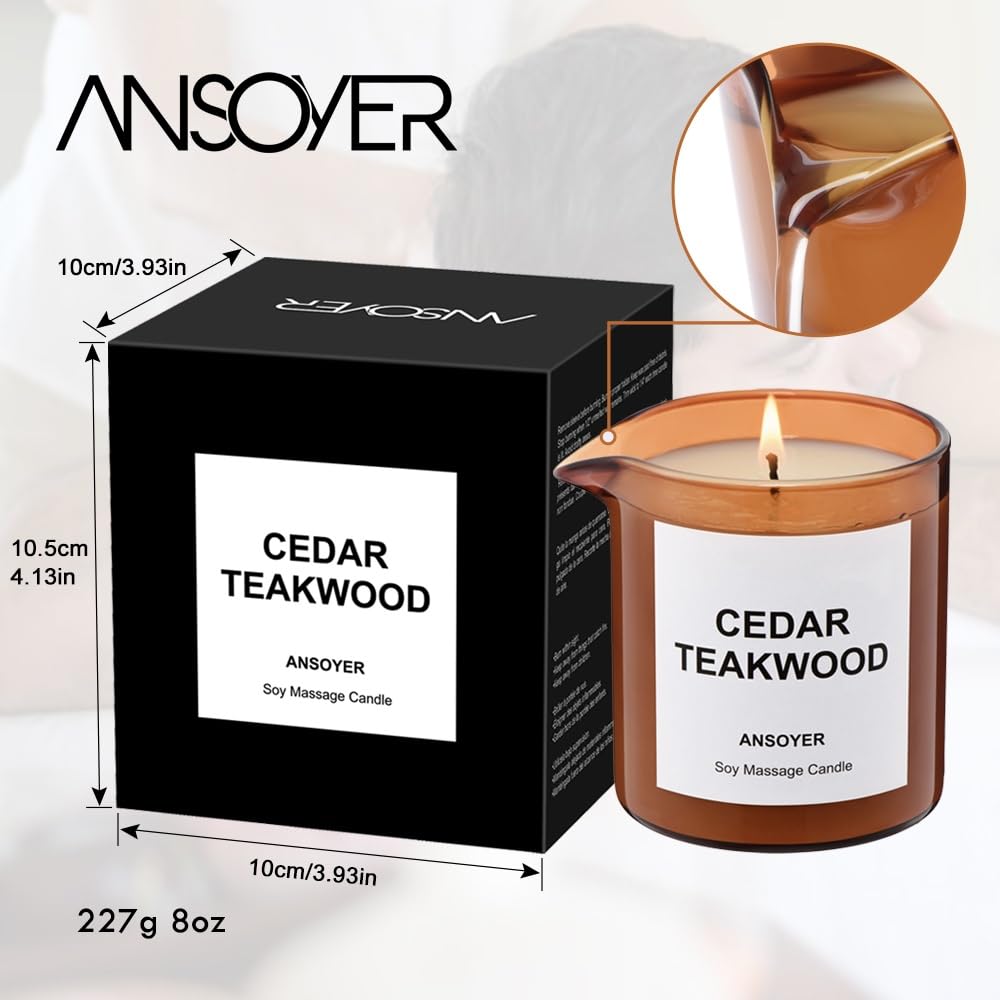 Massage Oil Candle, Cedar Teakwood, 8 OZ