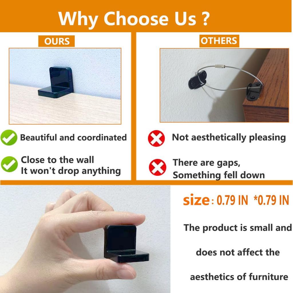 Furniture Anchors 4 Pack,Aesthetic & Invisible Once Installed,Secure 600 lbs Bookcase Dresser to Wall,Anti-Tip