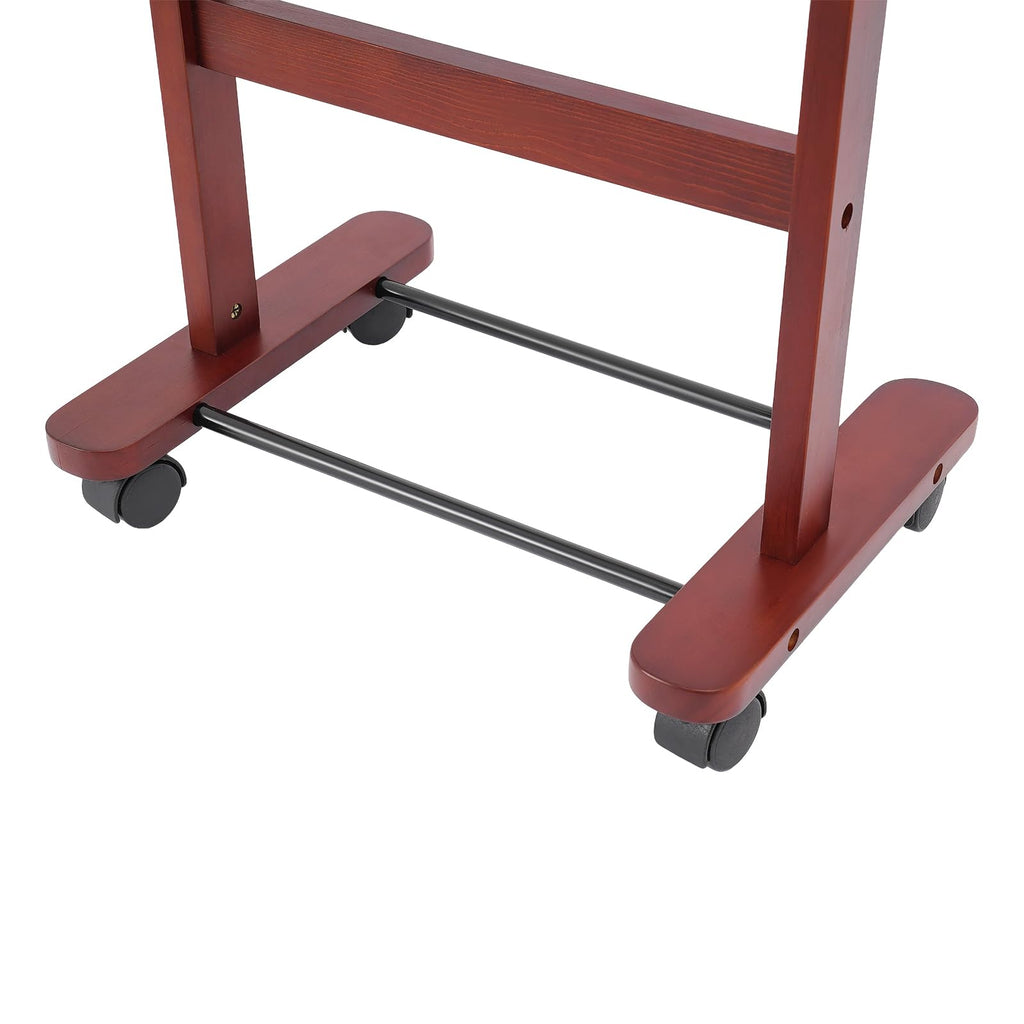 Clothes Valet Stand, Wood Valet Stand Suit Rack Stand with Drawer for Men/Women, Contour Hanger, Trouser Bar, Belt