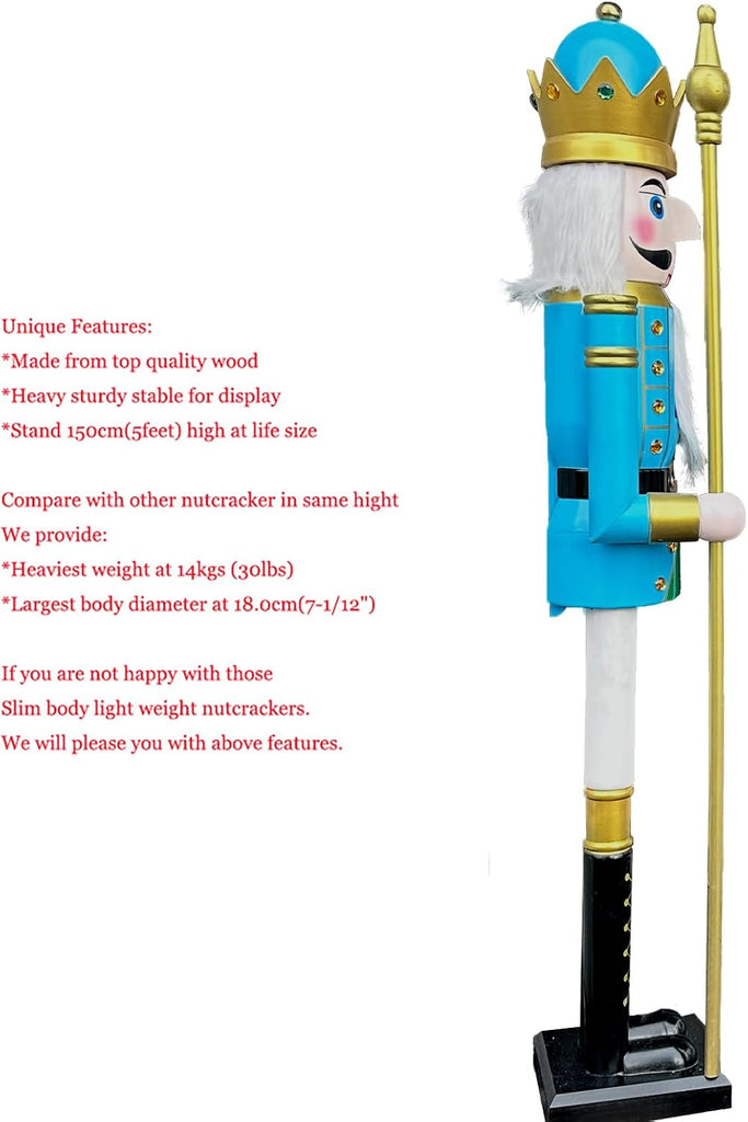 5FT Wooden Christmas Nutcracker King (5 feet, King Pastel Blue BK17)