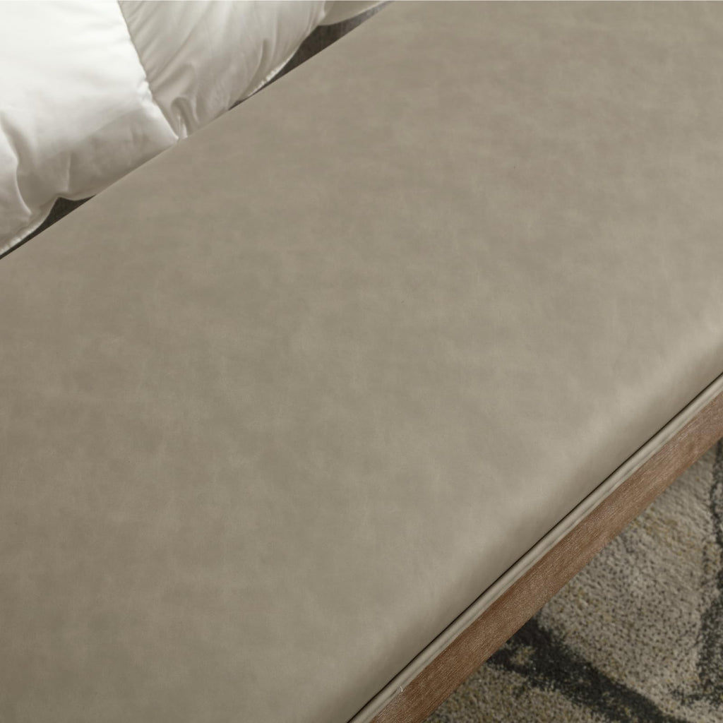 Padded Entryway Bench PU Leather Upholstered Dining Table Benches Farmhouse Shoe Bench Seat Bedroom End of Bed 45.5"