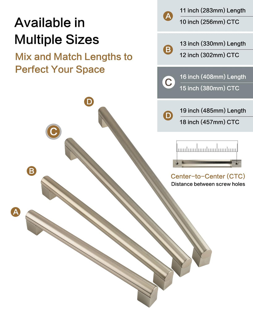 15 Inch Pulls Round Rod for Cabinet,Closet,Fridge, Basket Drawer, Oven Door
