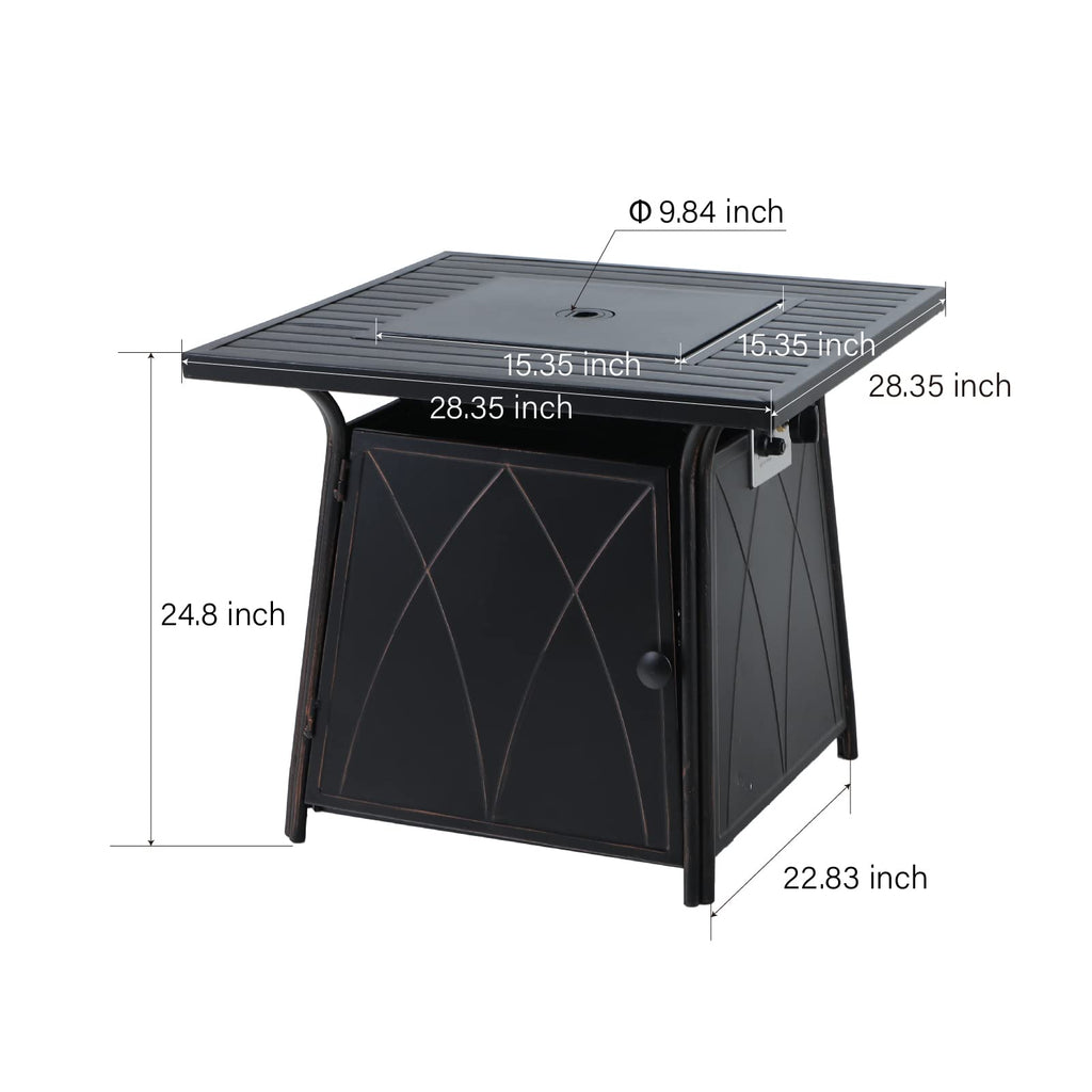 Gas Fire Pit Table 50, 000 BTU Square Outdoor Propane Fire Pit Table Fireplace Garden Camping Outdoor Heating with