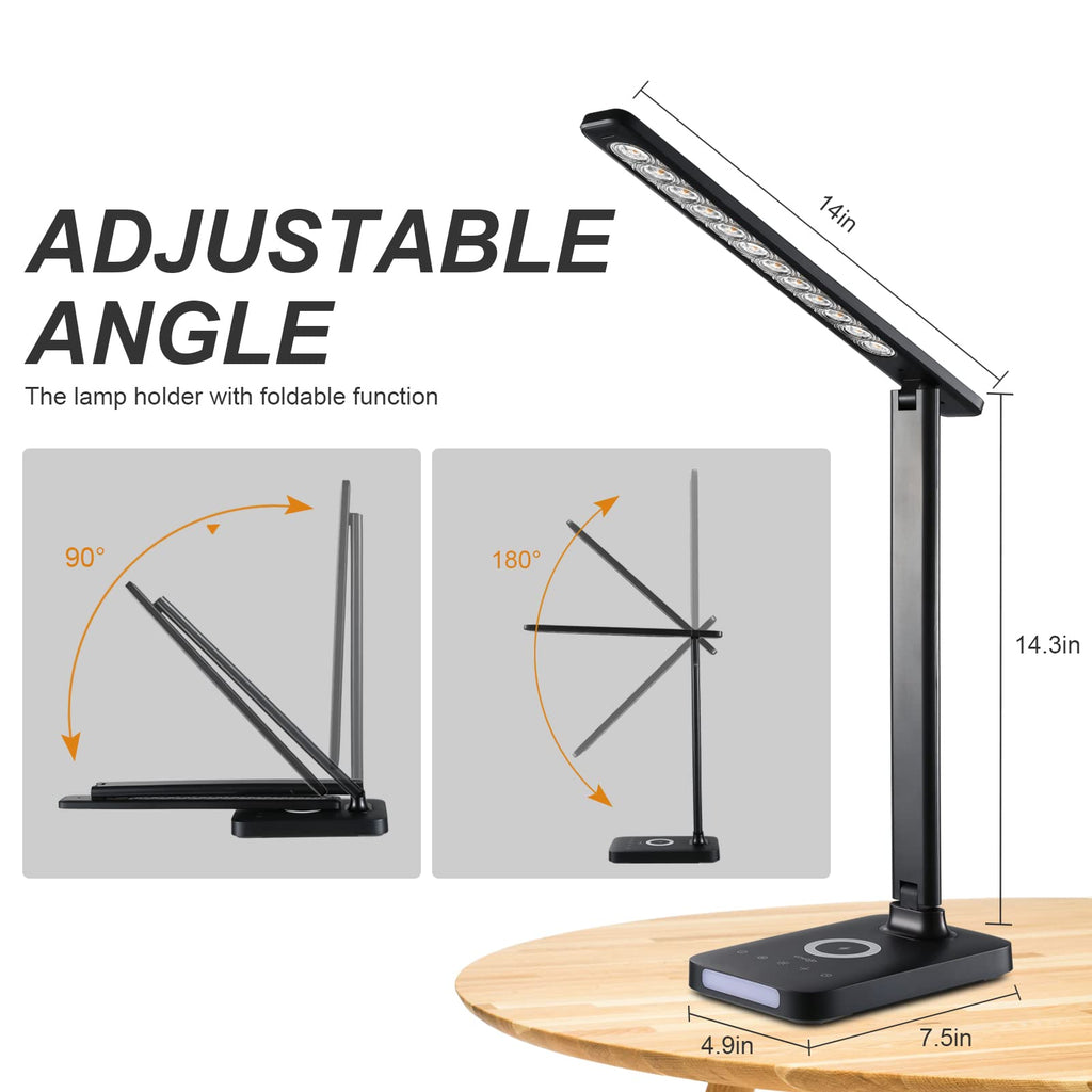 LED Desk Lamp with Fast Charger, USB Charging Port, Desk Light with 5 Brightness Levels, Touch Control, 30/60 min