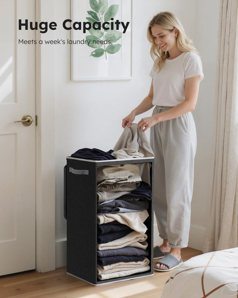90L Laundry Hamper with Lid, Large Collapsible Laundry Basket