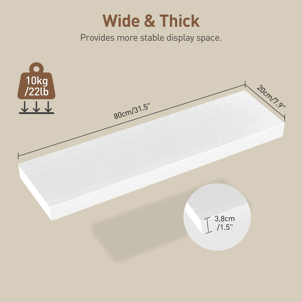 Floating Shelves for Wall, 31.5" Long Wall Shelf Set of 3 with Invisible Brackets, Hanging Shelves Farmhouse Home