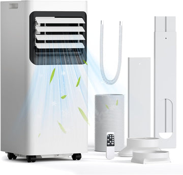 10000 BTU Portable Air Conditioner, 4-in-1 Cools 450 Sq.Ft, Quiet AC with Fan & Dehumidifier, LED Display, Remote
