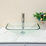 Sarlai Bathroom Vessel Sink Tempered Glass Bowl Vessel Sink with Pop-up Drain Combo 20-1/4 x 14-1/2 Inch Transparent