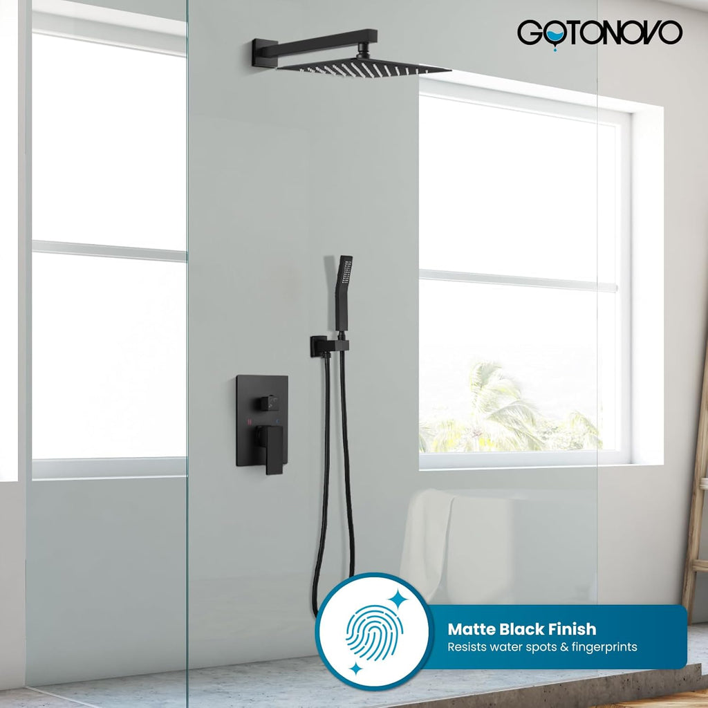 Rainfall Bathroom Shower System Rain Shower Head and Handle Set Wall Mounted Shower Complete Combo Solid Brass
