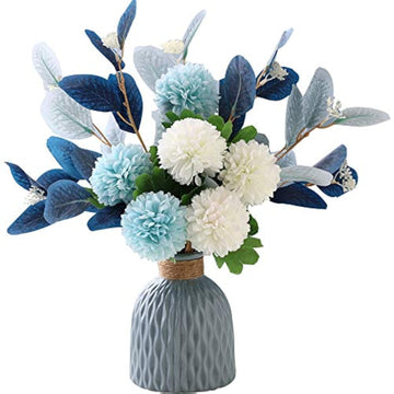 Artificial Flowers with Ceramic Vase Faux Hydrangea Flower Arrangements Table Centerpieces Garden Party Wedding