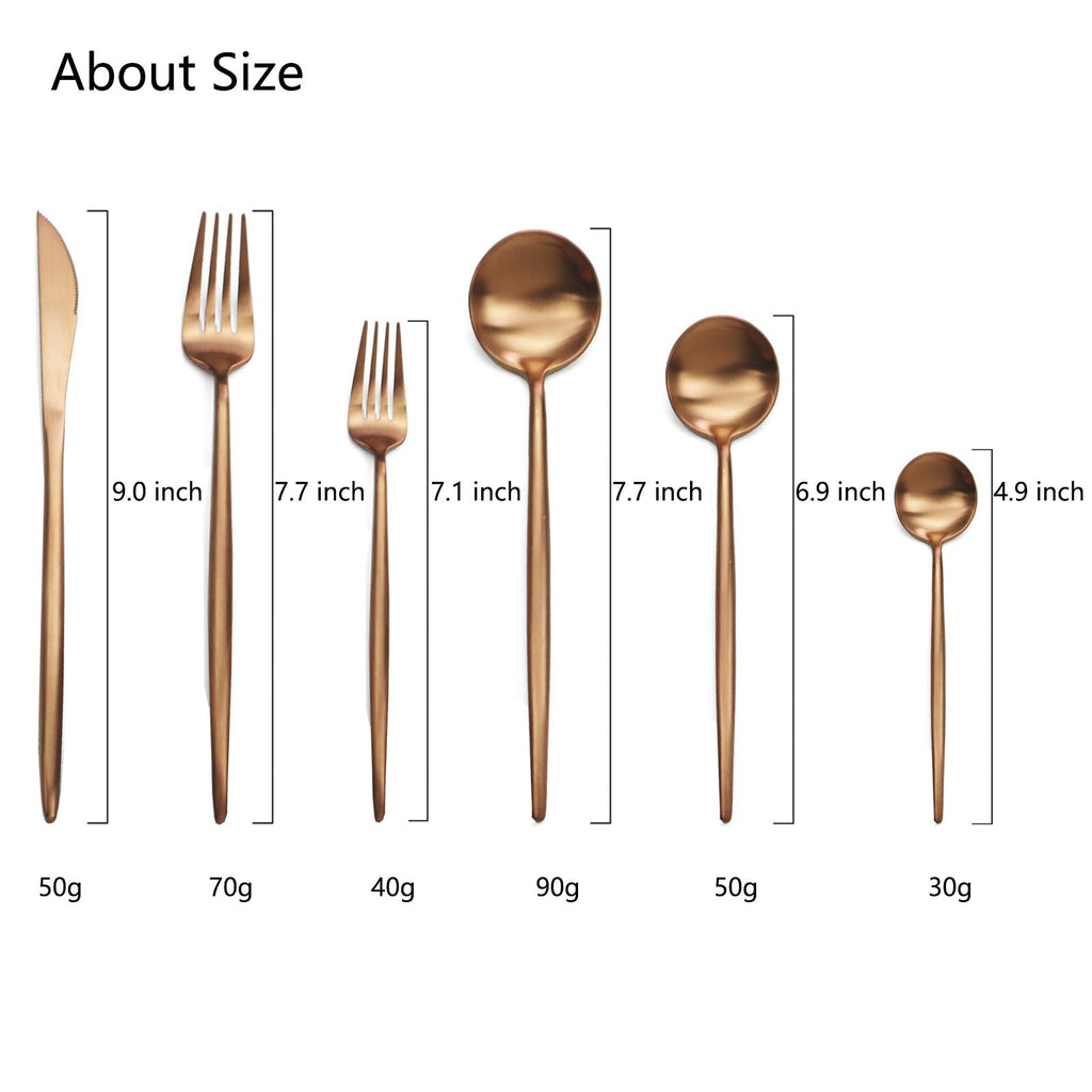 18/10 Rose Gold Flatware Silverware Set 304 Stainless Steel Copper Flatware Cutlery Set| 24-Piece Adaline Royal