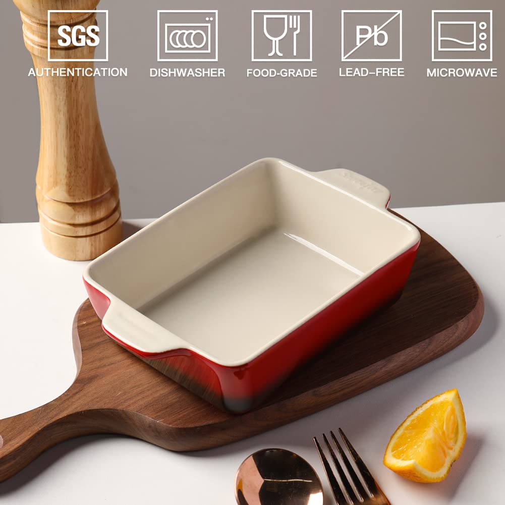Ceramic Baking Dish, Rectangular Small Baking Pan with Double Handles, 20 Oz for Cooking, Brownie, Kitchen, 6.5 x 4.9
