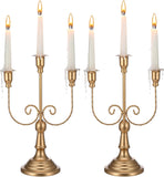 2 Pcs 3 Arm Gold Candelabra, 11.6" Metal Candle Holders Candelabra Centerpieces for Tables Theme Party Table
