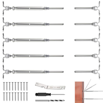 30 Sets T316 Stainless Steel Angle 180° Adjustable Swage Toggle Turnbuckle & End Deck Cable Railing Kit fits for 1/8"