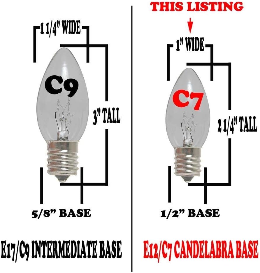 C7 Red Ceramic Christmas Lights Set, Retro E12 Base