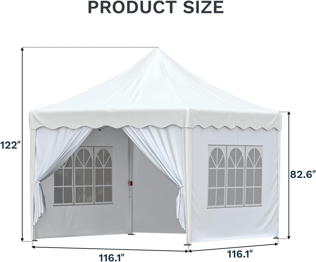 10x10 FT Pop Up Canopy Tent, Outdoor Gazebo with 4 Removable Sidewalls, Carrying Bag, Instant Shelter for Parties