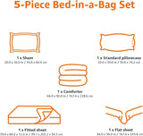 5-Piece Lightweight Microfiber Comforter Set with Sheets, Bed-in-a-Bag, Gray Calvin Striped Bedding, Twin/Twin XL