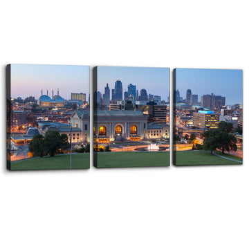 Kansas Museum Wall Art, Cityscape Canvas Wall Art Prints City Skyline Modern Artwork Office Home Wall Decor Stretch