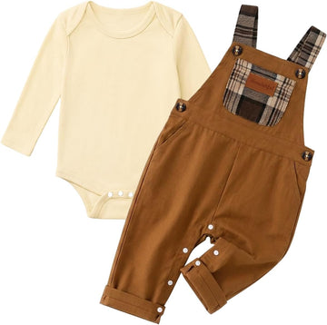 Baby Boy Clothes Outfits Long Sleeve Bodysuit & Overalls