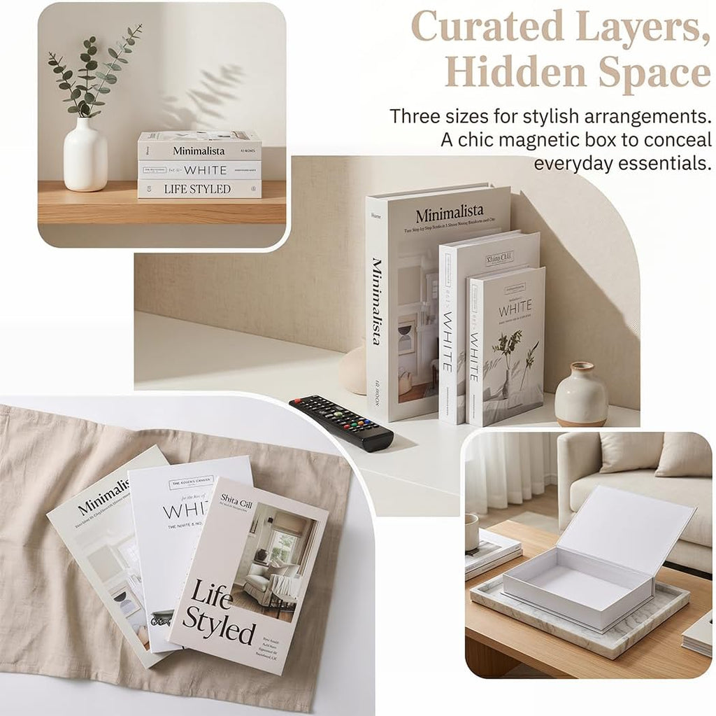 Decorative Books with Hidden Storage Fake Books Box for Decor - Set of 3