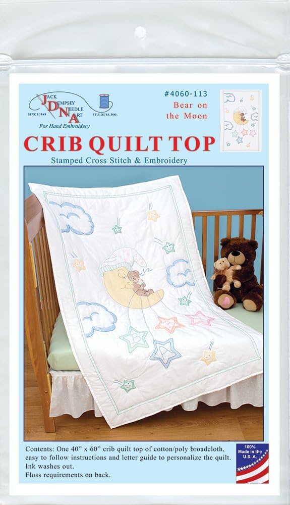 Dempsey Bear on the Moon Crib Quilt Top