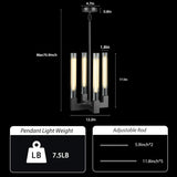 Glass Tube Black Pendant Lights Kitchen Island,4-Light Modern Farmhouse Pendant Light,Black Copper Kitchen Pendant Lighting Over Island,Indoor Chandeliers for Dining Room,Bedroom,Entryway A114-B0DNJXJ186