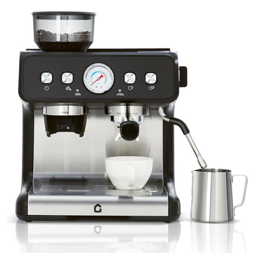 Deluxe Espresso Machine with Double Boiler, Built-in Burr Grinder