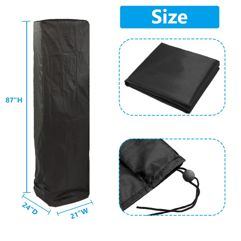 Outdoor Glass Tube Heater Cover - Waterproof Square Standing Patio Heater Protector for Summer Triangle and Pyramid