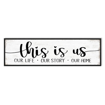 This Is Us Sign Wall Decor: Family Signs Decor Living Room Wall Art Framed 16"x48"Large Farmhouse Rustic Home Sign