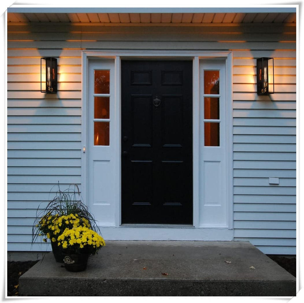 Outdoor Wall Lanterns Set of Two, Solid Brass Waterproof Exterior Light Fixtures, Front Porch Lights Outside Sconces